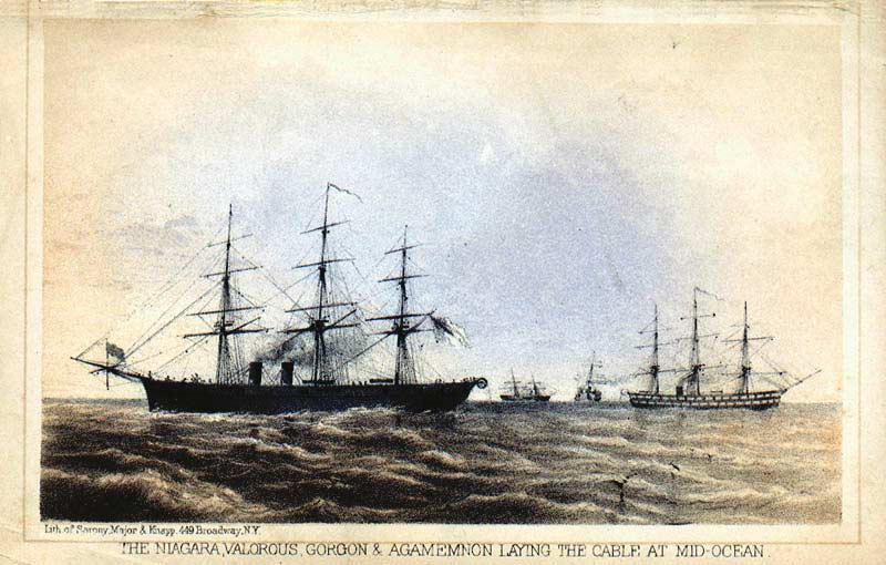 Niagara_and_Agamemnon_laying_cable 1858